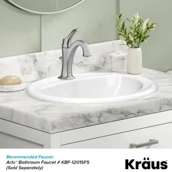 20 1/2” Oval Porcelain CeramicSelf-Rimming Drop-InTop MountBathroom Sinkin Whitewith OverflowDrain