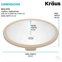 19 1/4"Oval Porcelain CeramicUndermountBathroom Sinkin Whitewith OverflowDrain