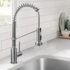 Premier 32” Undermount 50/50 Double Bowl 18-Gauge Stainless Steel Kitchen Sink and Commercial Style Pull Down Faucet in Spot-Free Stainless Steel