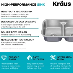 Premier 32” Undermount 50/50 Double Bowl 18-Gauge Stainless Steel Kitchen Sink and Commercial Style Pull Down Faucet in Spot-Free Stainless Steel