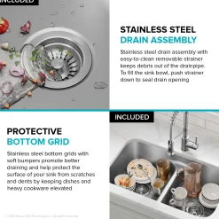 Premier 32” Undermount 50/50 Double Bowl 18-Gauge Stainless Steel Kitchen Sink and Commercial Style Pull Down Faucet in Spot-Free Stainless Steel