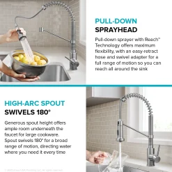Premier 32” Undermount 50/50 Double Bowl 18-Gauge Stainless Steel Kitchen Sink and Commercial Style Pull Down Faucet in Spot-Free Stainless Steel