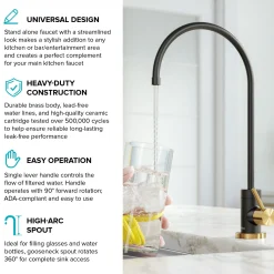 Purita 100% Lead-Free Kitchen Water Filter Faucet in Brushed Brass/Matte Black