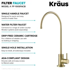 Purita 100% Lead-Free Kitchen Water Filter Faucet in Spot Free Antique Champagne Bronze