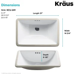 21" RectangularPorcelain CeramicUndermountBathroom Sinkin Whitewith OverflowDrain (2-Pack)