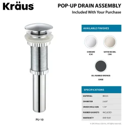 16" Round Vessel Ceramic Bathroom Sink in White with Pop-Up Drain in Satin Nickel