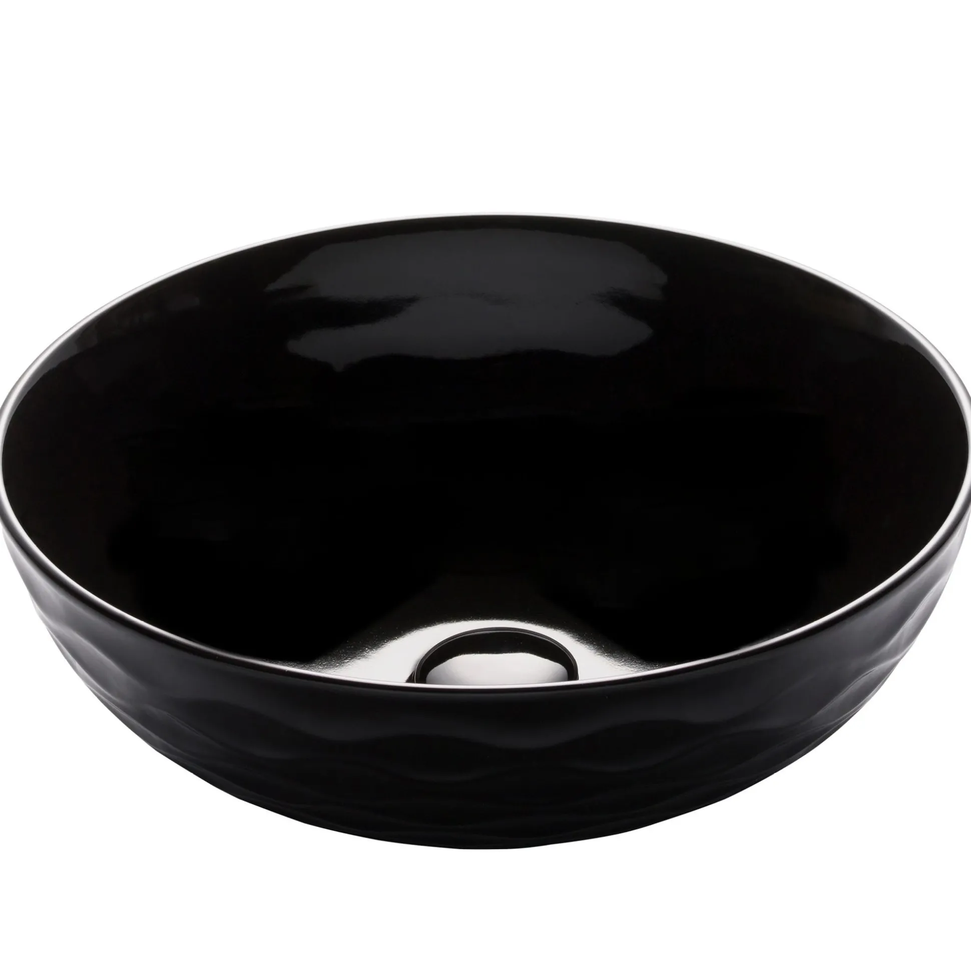 16 1/2" Round Vessel Ceramic Bathroom Sink in Black