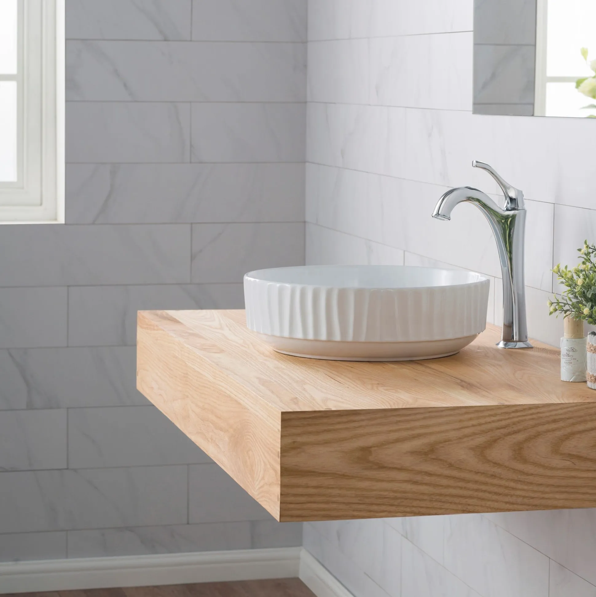 15 3/4" Round Vessel Ceramic Bathroom Sink in White with Pop-Up Drain