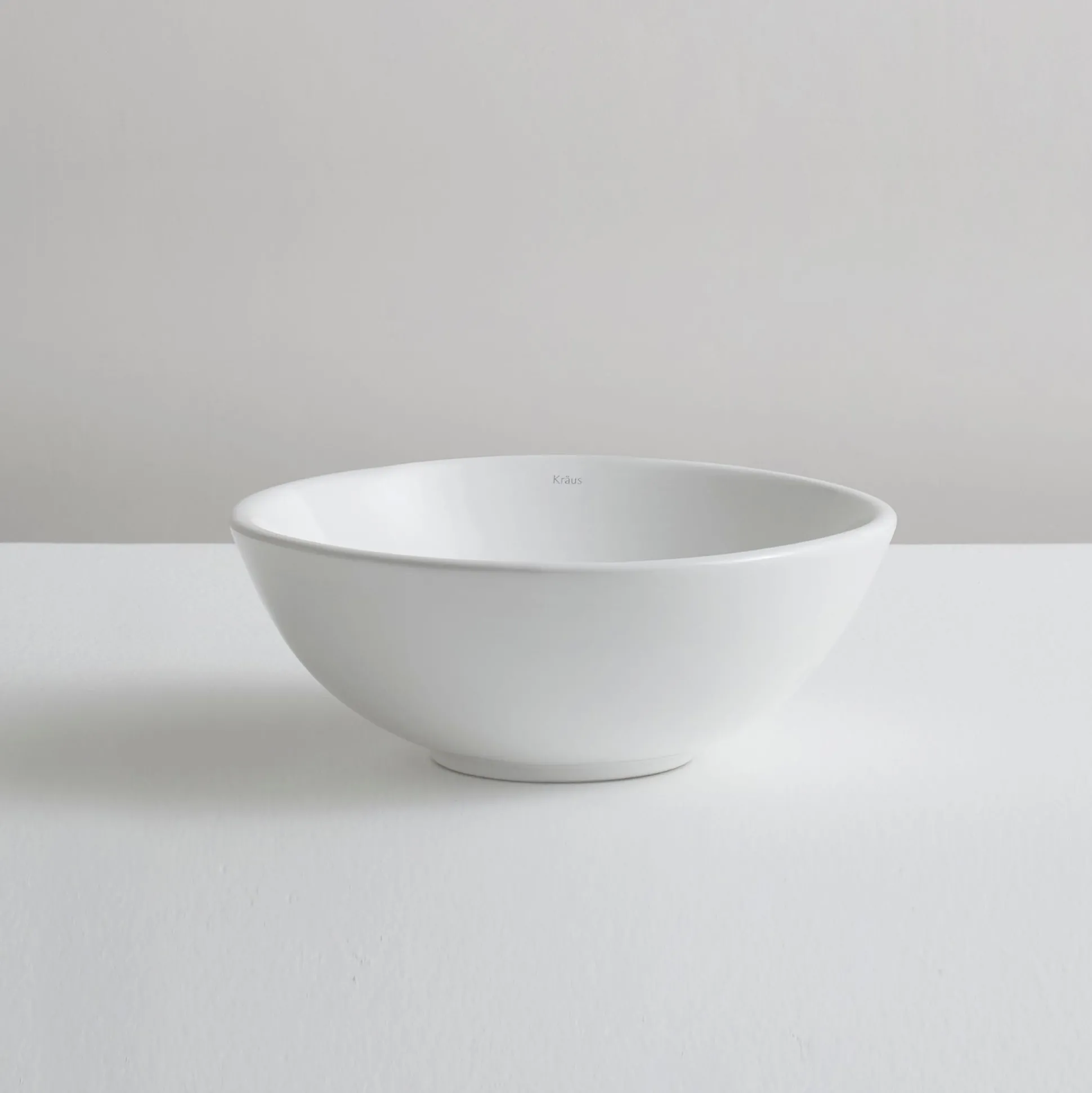 14" Round Vessel Ceramic Bathroom Sink in White with Pop-Up Drain in Brushed Nickel
