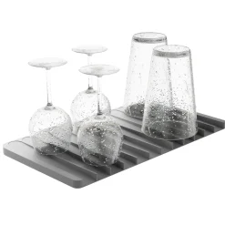 Self-Draining Silicone Dish Drying Mat or Trivet for Kitchen Counter in Light Grey