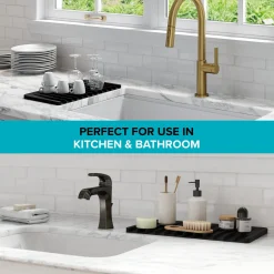 Self-Draining Silicone Dish Drying Mat or Trivet for Kitchen Counter in Light Grey