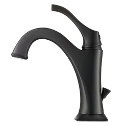 Single Handle Basin Bathroom Faucet with Lift Rod Drain and Deck Plate in Matte Black (2-Pack)