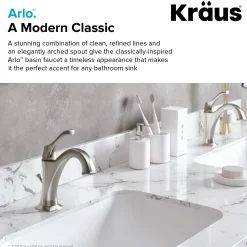 Single Handle Basin Bathroom Faucet with Lift Rod Drain and Deck Plate in Spot Free Stainless Steel