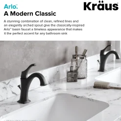 Single Handle Basin Bathroom Faucet with Lift Rod Drain and Deck Plate in Matte Black