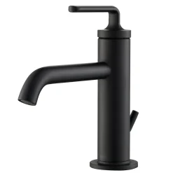 Single Handle Basin Bathroom Faucet with Lift Rod Drain in Matte Black