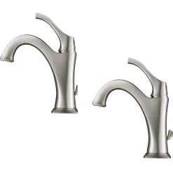 Single Handle Basin Bathroom Faucet with Lift Rod Drain and Deck Plate in Spot Free Stainless Steel (2-Pack)