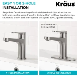 Single Handle Bathroom Faucet in Chrome with Pop Up Drain and Supply Lines