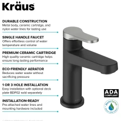 Single Handle Bathroom Faucet in Spot-Free Brushed Nickel / Matte Black with Pop Up Drain and Supply Lines