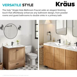 Single Handle Bathroom Faucet in Spot-Free Brushed Brass / Matte Black with Pop Up Drain and Supply Lines