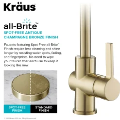 Single Handle Commercial Style Kitchen Faucet in Spot Free Antique Champagne Bronze