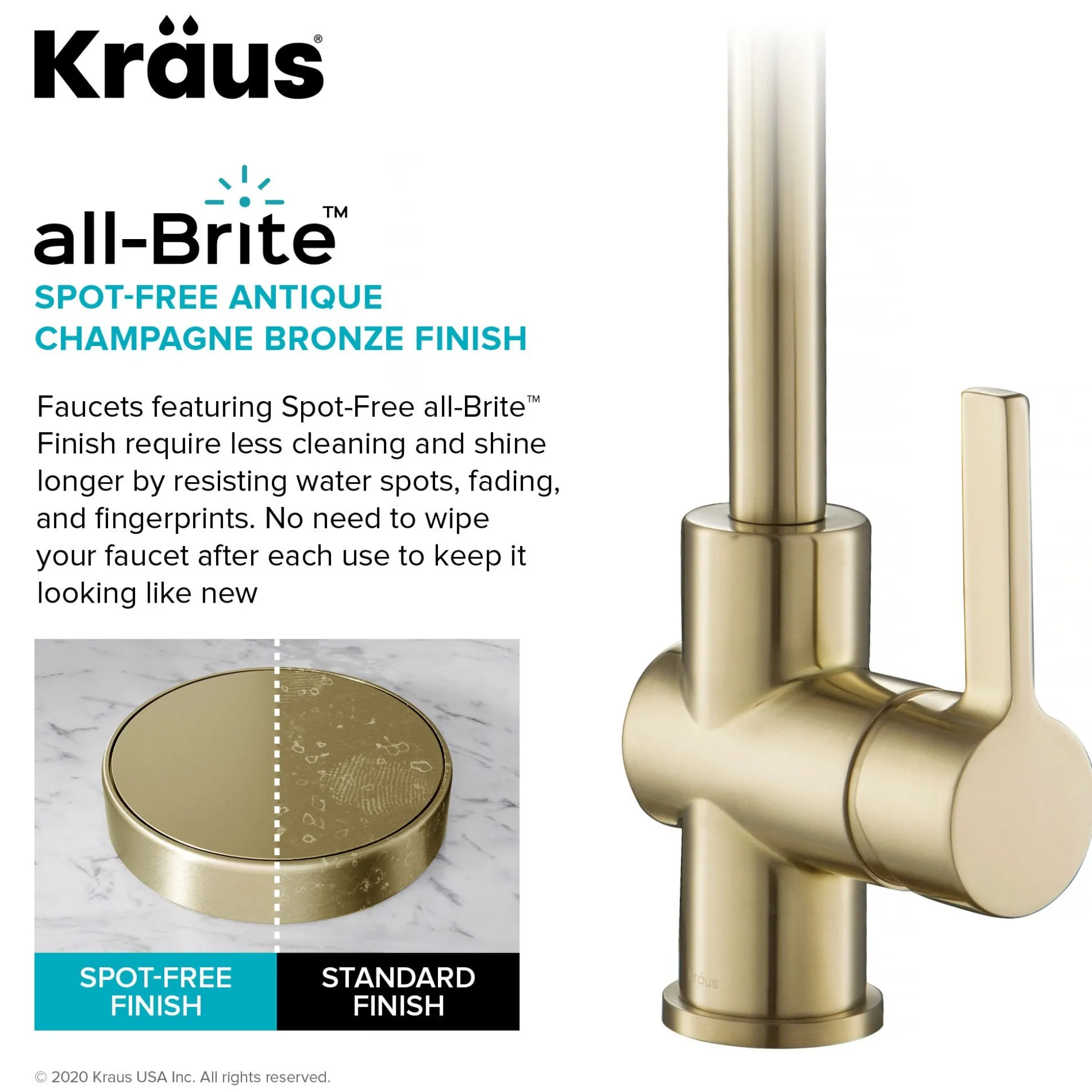 Single Handle Commercial Style Kitchen Faucet in Spot Free Antique Champagne Bronze