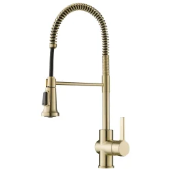 Single Handle Commercial Style Kitchen Faucet in Spot Free Antique Champagne Bronze