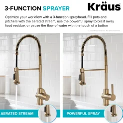 Single Handle Commercial Style Kitchen Faucet in Spot Free Antique Champagne Bronze