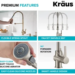 Single Handle Commercial Style Kitchen Faucet in Spot Free Antique Champagne Bronze