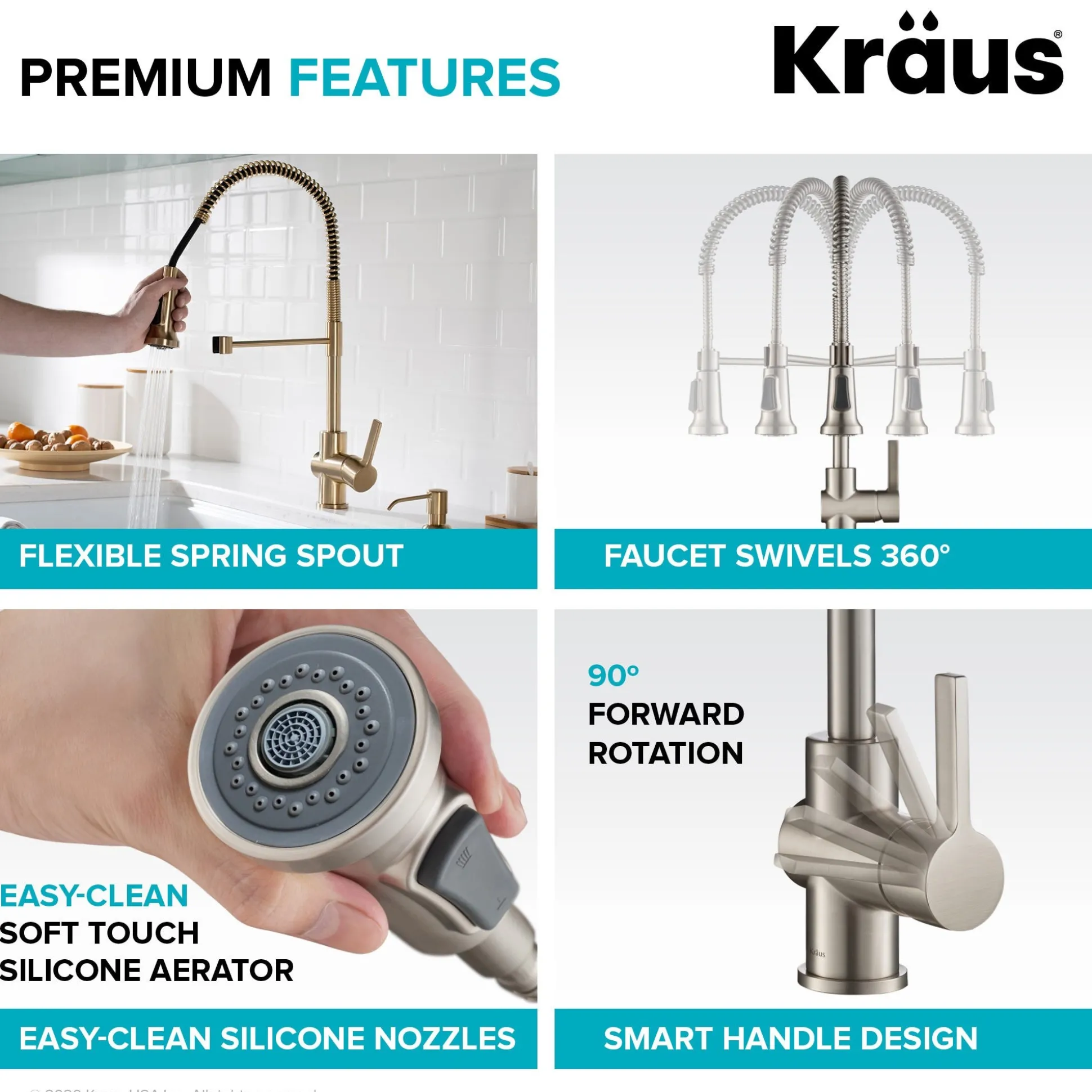Single Handle Commercial Style Kitchen Faucet in Spot Free Antique Champagne Bronze