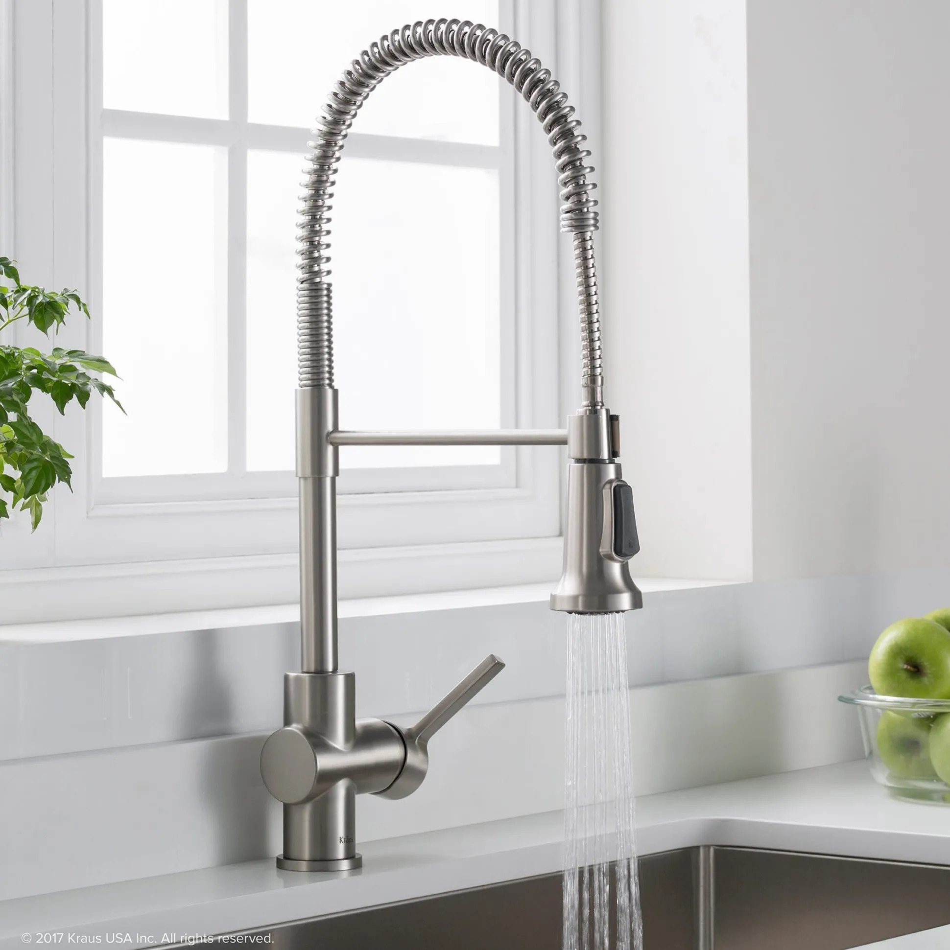 Single Handle Commercial Style Kitchen Faucet in Spot Free Stainless Steel Finish