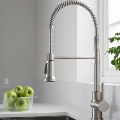 Single Handle Commercial Style Kitchen Faucet in Spot Free Stainless Steel Finish