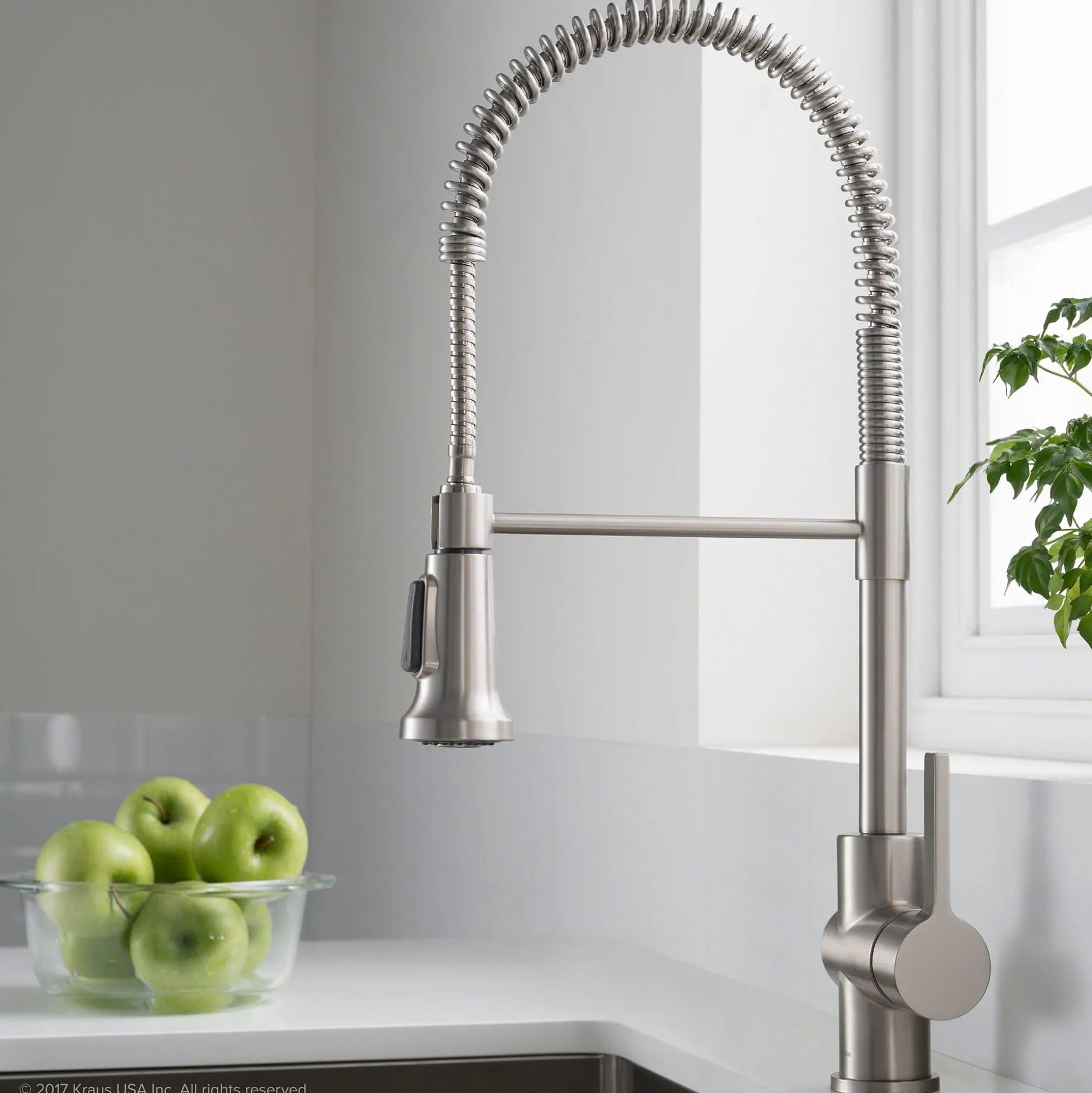 Single Handle Commercial Style Kitchen Faucet in Spot Free Stainless Steel Finish