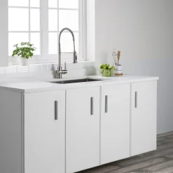 Single Handle Commercial Style Kitchen Faucet in Spot Free Stainless Steel Finish