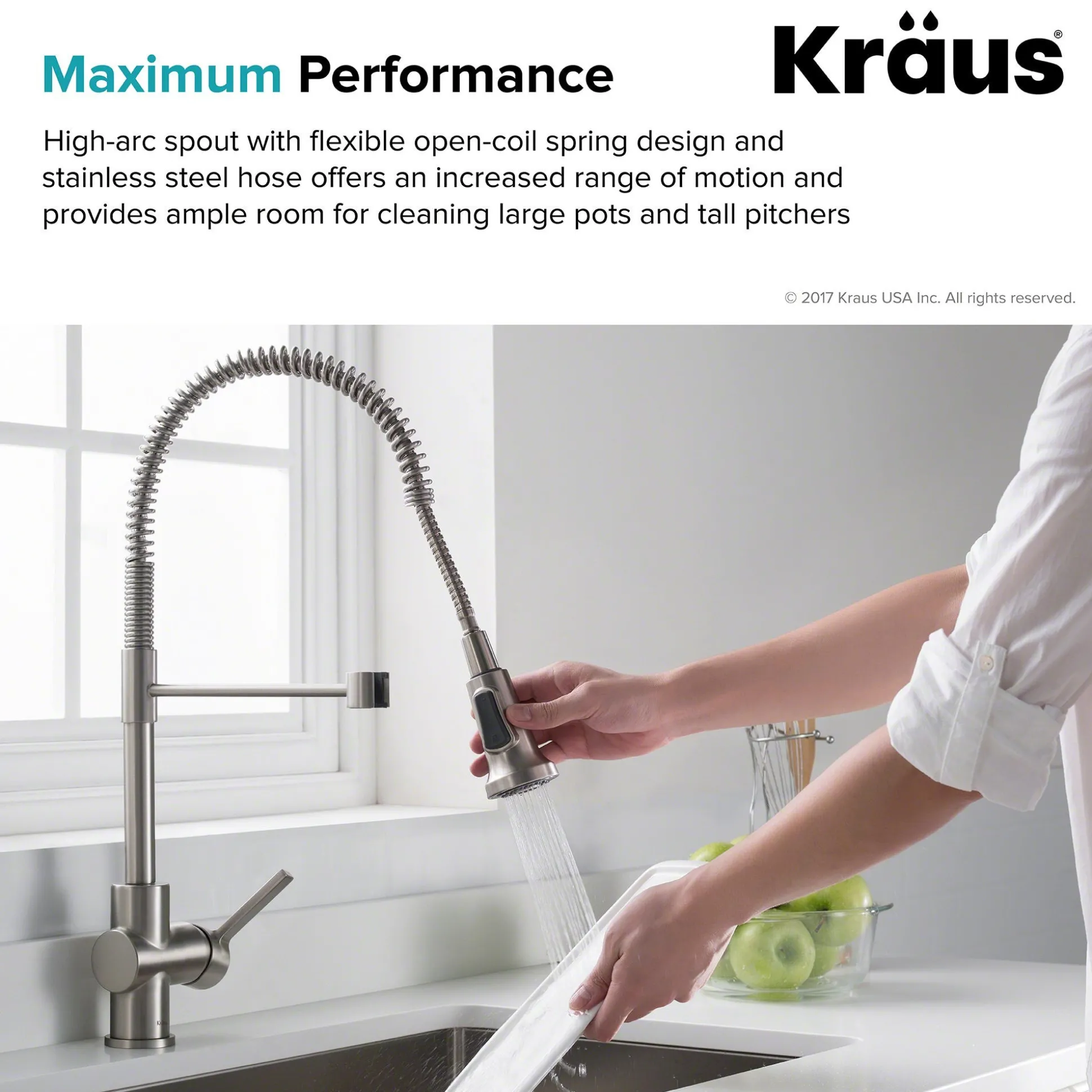 Single Handle Commercial Style Kitchen Faucet in Spot Free Stainless Steel Finish