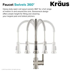 Single Handle Commercial Style Kitchen Faucet in Spot Free Stainless Steel Finish