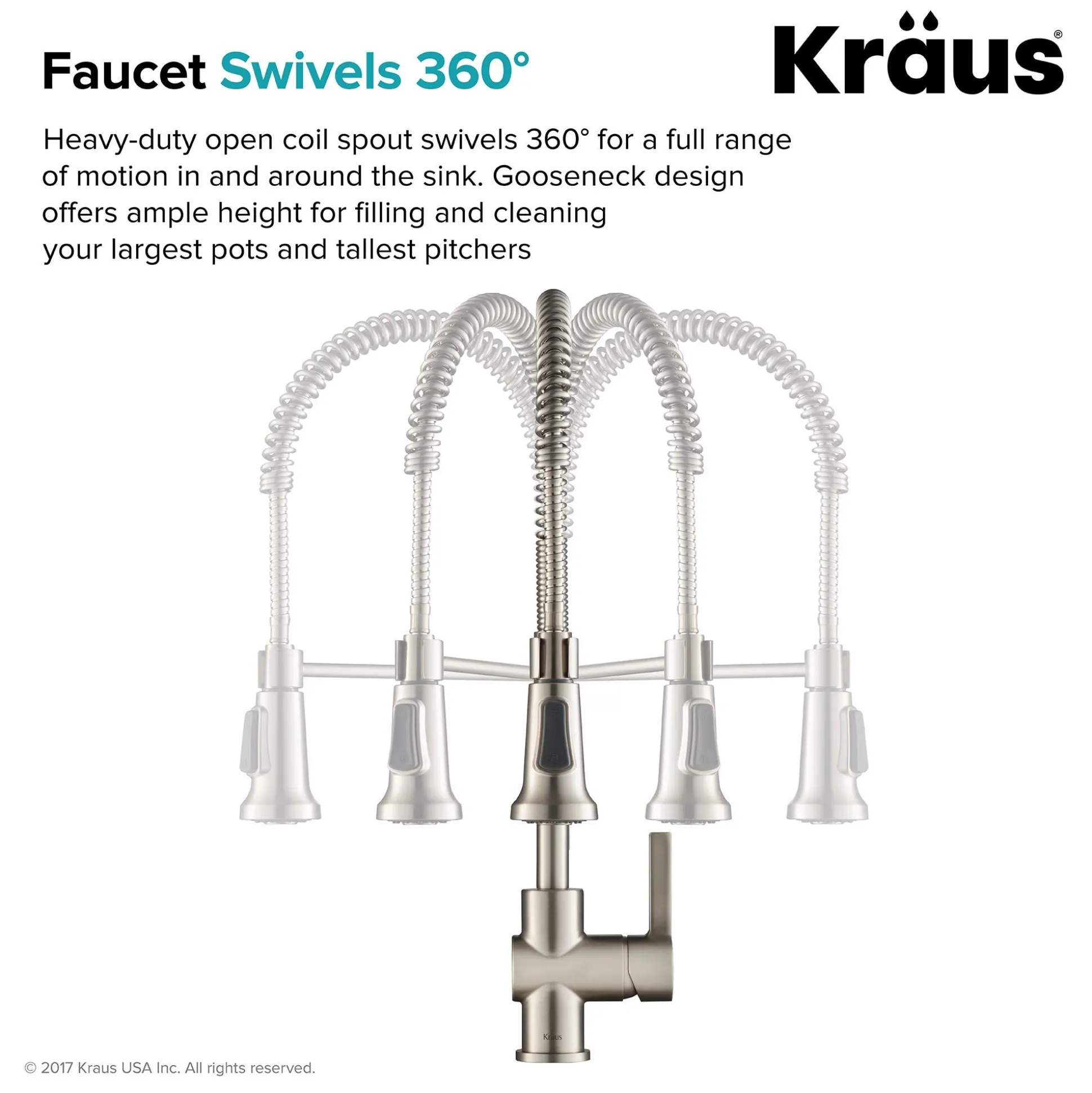 Single Handle Commercial Style Kitchen Faucet in Spot Free Stainless Steel Finish