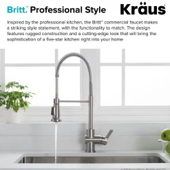 Single Handle Commercial Style Kitchen Faucet in Spot Free Stainless Steel Finish