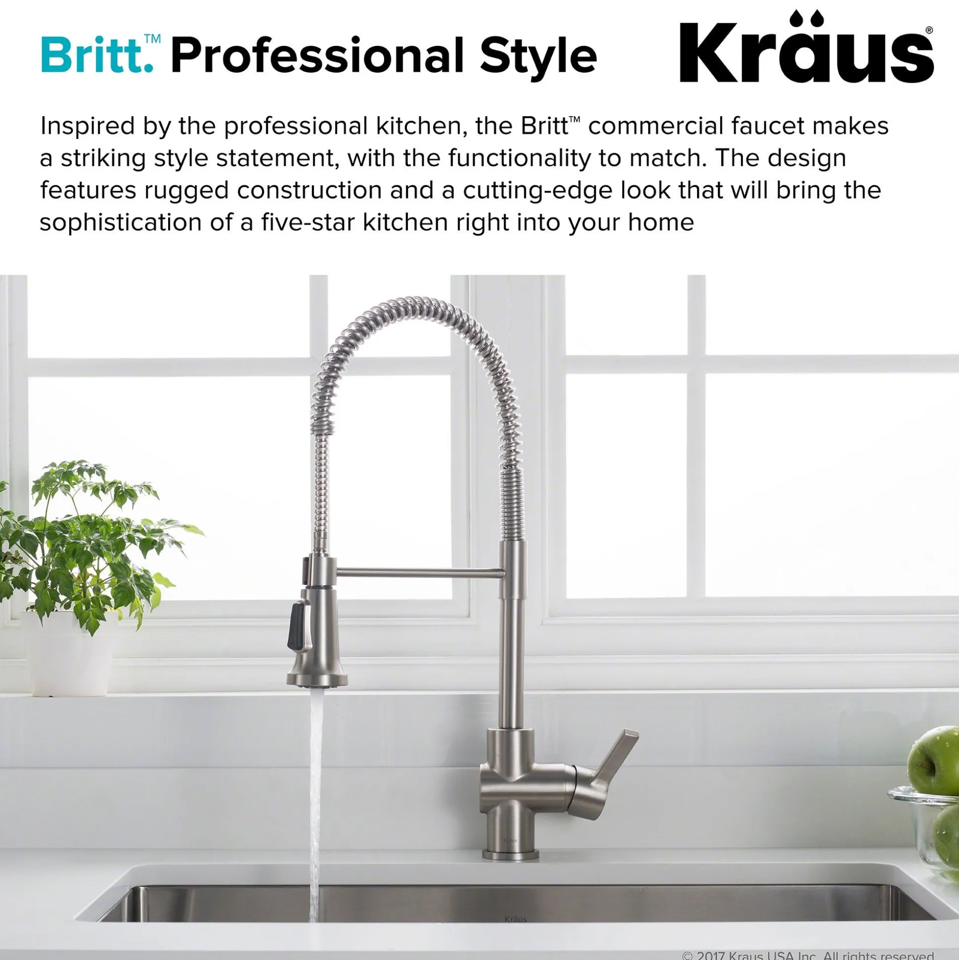 Single Handle Commercial Style Kitchen Faucet in Spot Free Stainless Steel Finish