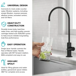 Single Handle Drinking Water Filter Faucet for Reverse Osmosis or Water Filtration System in Matte Black