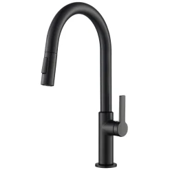 Single Handle Pull Down Kitchen Faucet in Matte Black