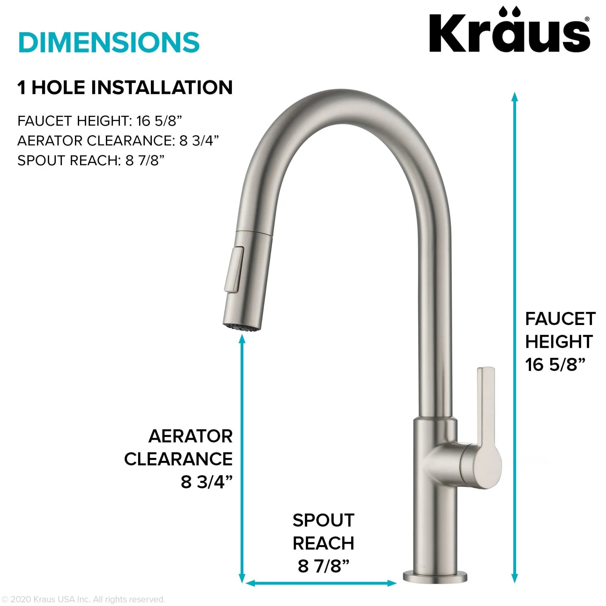 Single Handle Pull Down Kitchen Faucet in Spot Free Stainless Steel