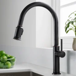 Single Handle Pull Down Kitchen Faucet with Deck Plate and Soap Dispenser in Oil Rubbed Bronze