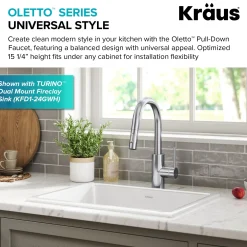 Single Handle Pull Down Kitchen Faucet with QuickDock Top Mount Installation Assembly in Chrome