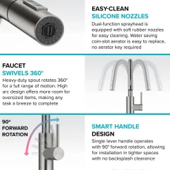 Single Handle Pull Down Kitchen Faucet with QuickDock Top Mount Installation Assembly in Spot Free Antique Champagne Bronze