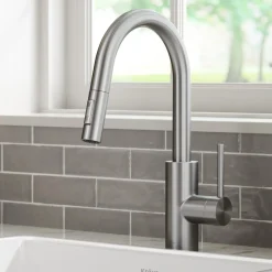 Single Handle Pull Down Kitchen Faucet with QuickDock Top Mount Installation Assembly in Spot Free Stainless Steel