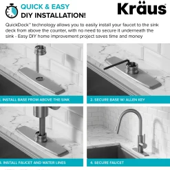 Single Handle Pull Down Kitchen Faucet with QuickDock Top Mount Installation Assembly in Spot Free Stainless Steel