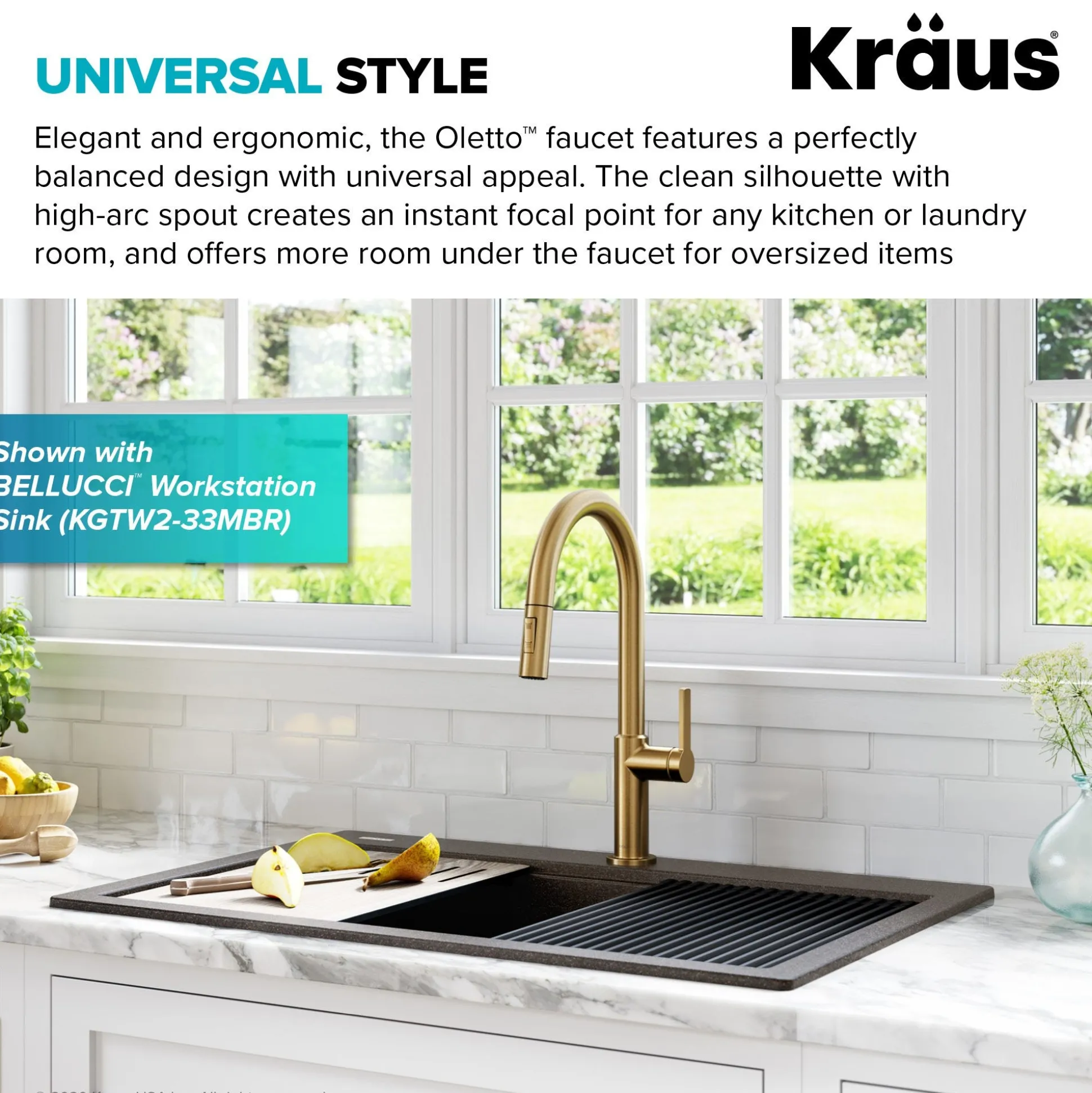 Single Handle Pull Down Kitchen Faucet in Spot-Free Brushed Brass