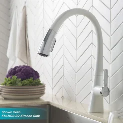 Single Handle Pull-Down Kitchen Faucet in Chrome/White