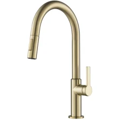 Single Handle Pull Down Kitchen Faucet in Spot Free Antique Champagne Bronze