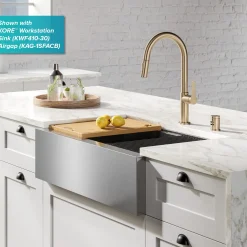 Single Handle Pull Down Kitchen Faucet in Spot Free Antique Champagne Bronze